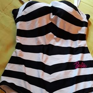 Black n White stripe swimsuit.